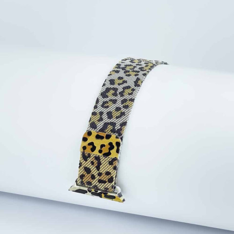 Ремешок для Apple watch 38/40/41mm Milanese Loop Band Gold Leopard